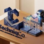 Official TechniqCo Digital Marketing Agency 3D logo featuring faceted dark navy TC emblem beside an AI crawler robot scanning XML Sitemaps, Schema.org JSON-LD code, and robots.txt security shields.