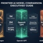 Executive comparison banner illustrating Gemini 4 Argon, OpenAI GPT, and Anthropic Claude illuminated pillars with official TechniqCo branding